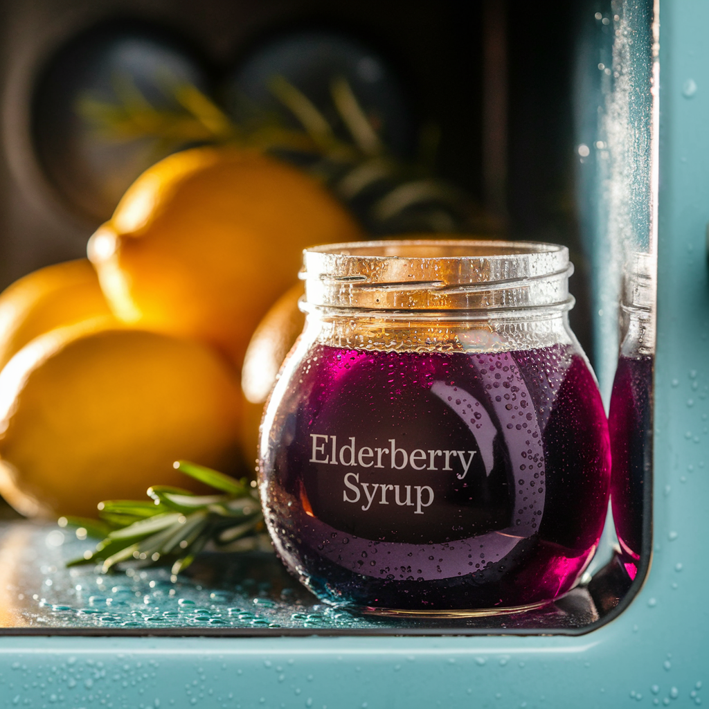 Elderberry syrup in fridge