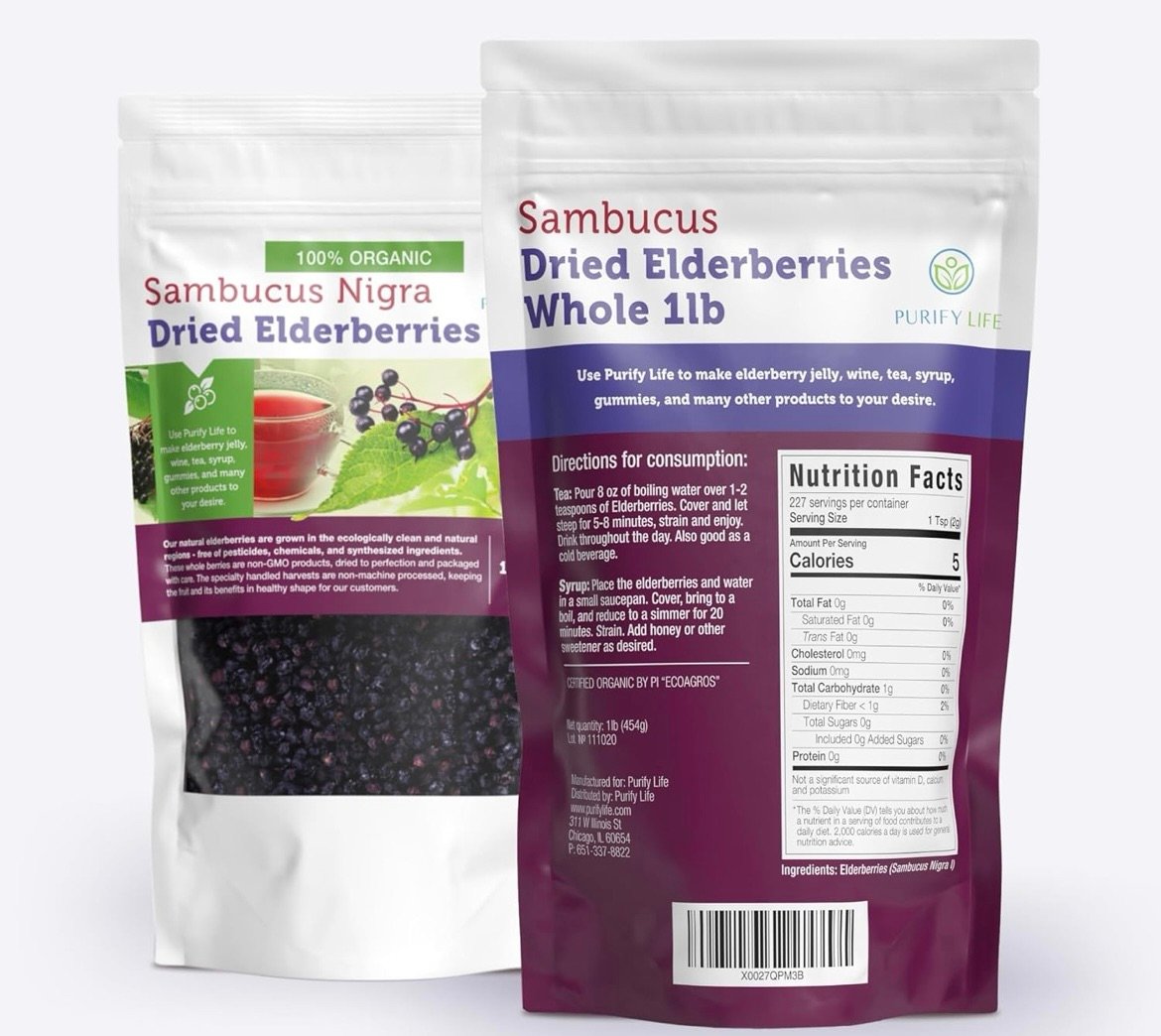 1lb dried elderberries organic