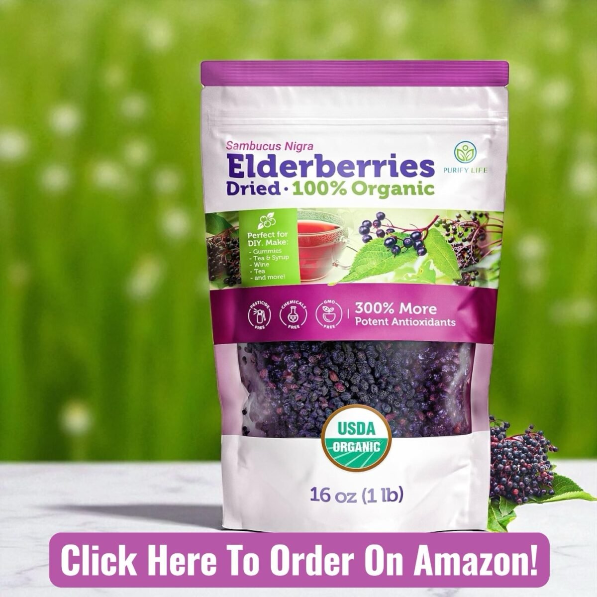 Dried elderberries on Amazon